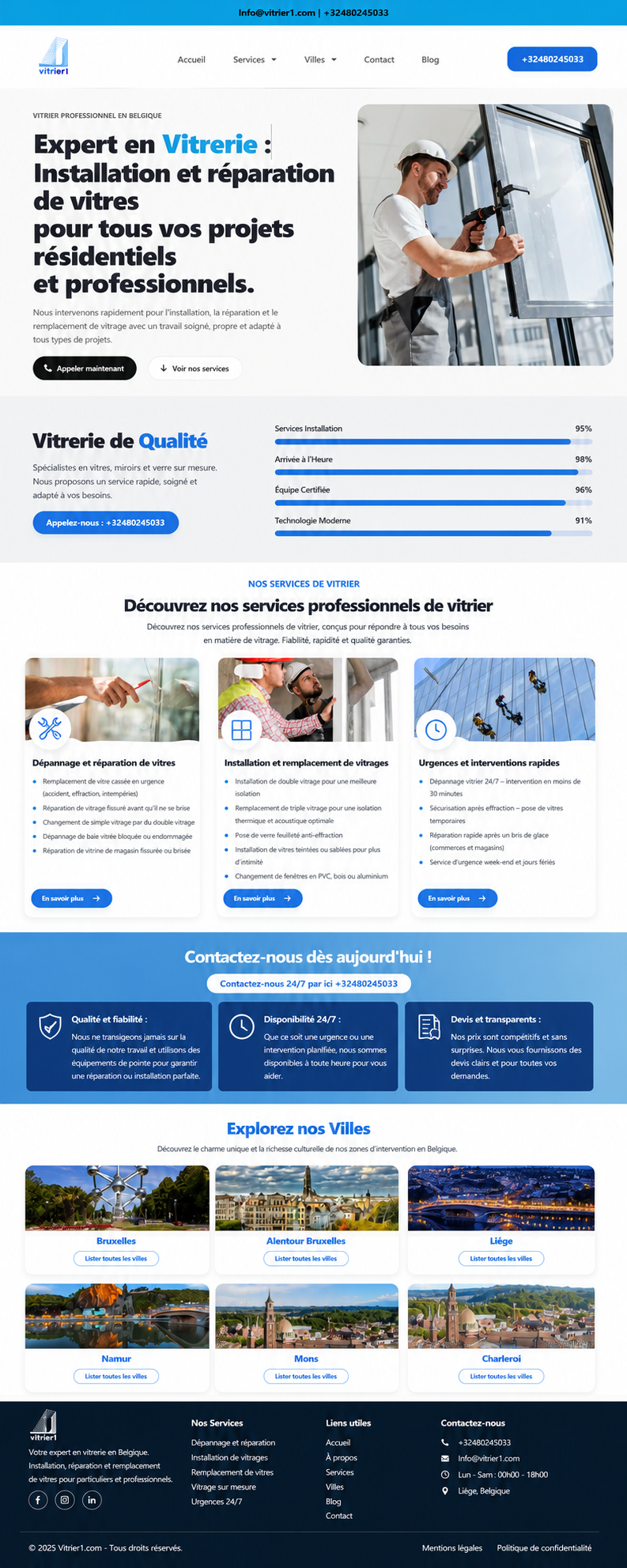 Site vitrine Vitrier1 en Belgique